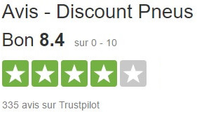 Discount-pneus est noté 8.4/10 sur Trustpilote