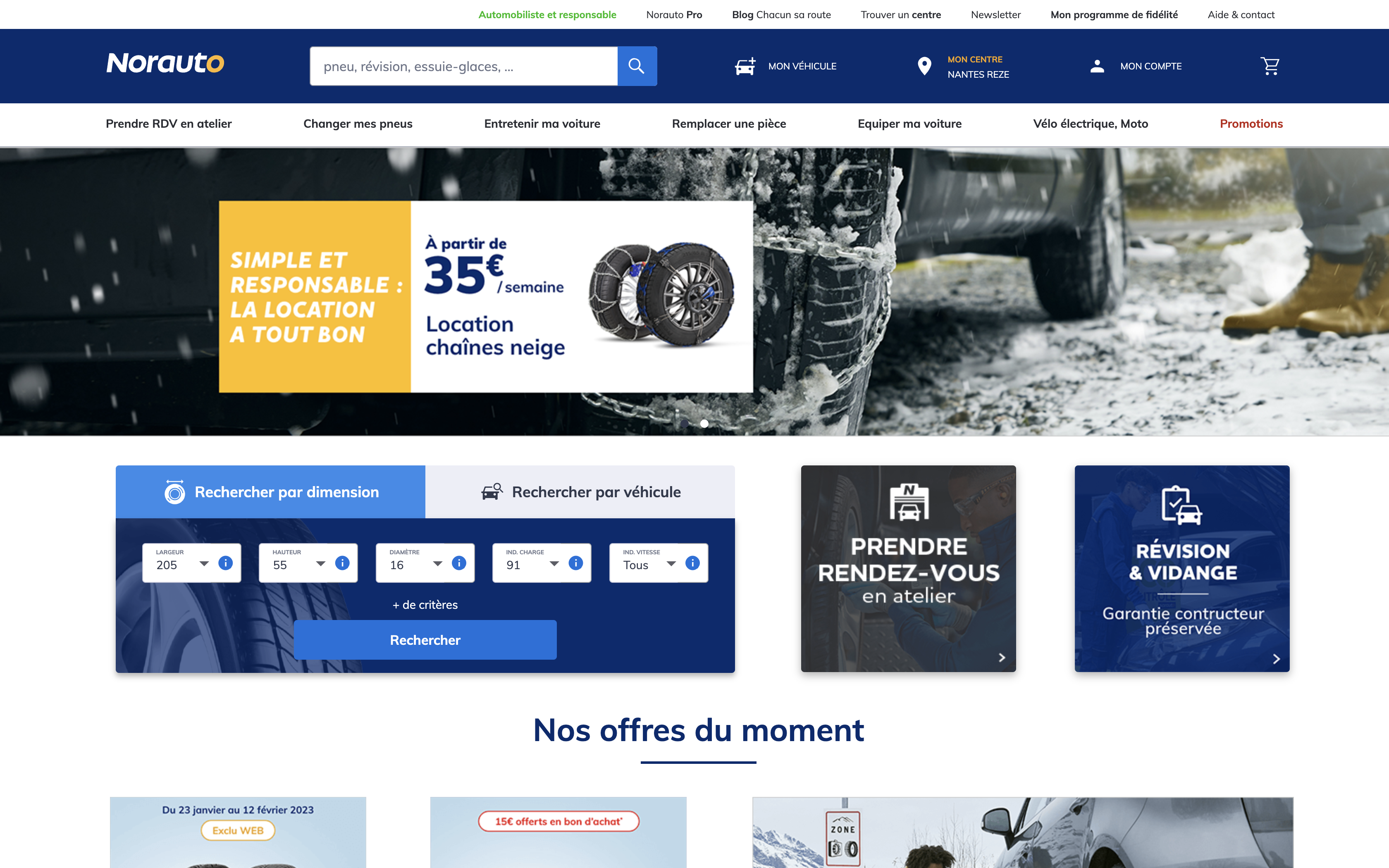Page d'accueil du site norauto.fr