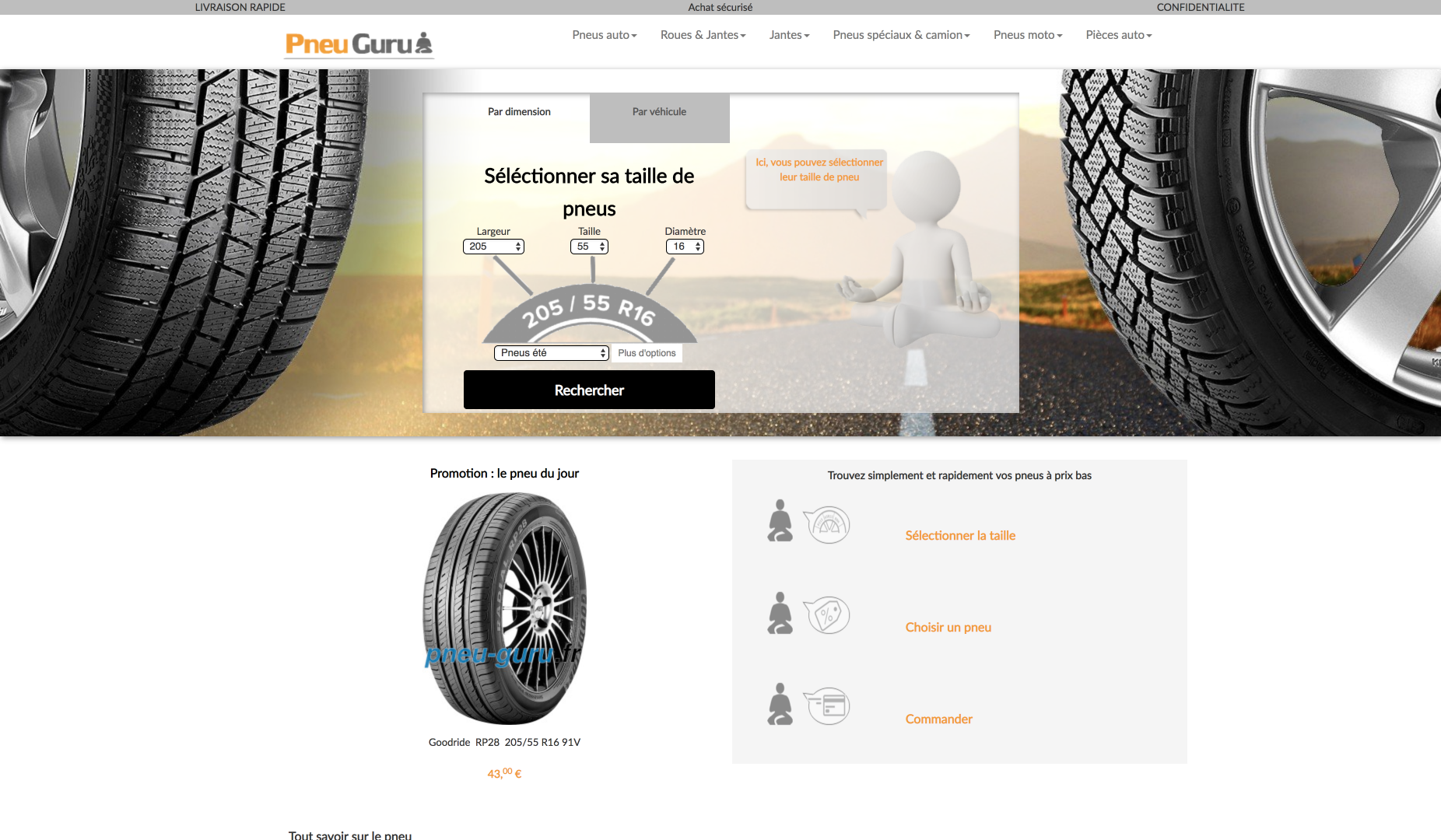 Page d'accueil du site pneu-guru.fr